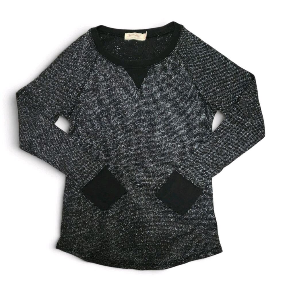 Faded Glory Women's Black Long-Sleeve Top Size Medium Glitter Sparkling Thermal